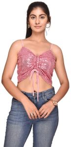 Sequins Tank Pink Top For Women