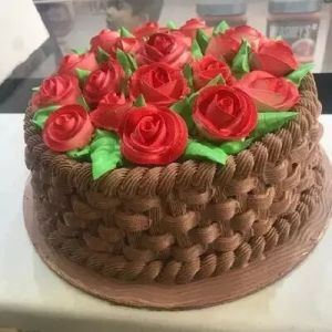 Choco Coffee Cake With Rose Design