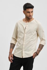 Beige Mens Short Kurta