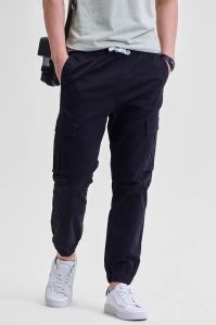 Black Mens Slim Fit Cargo Pants