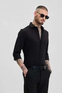 Black Stretch Mens Slim Fit Shirt