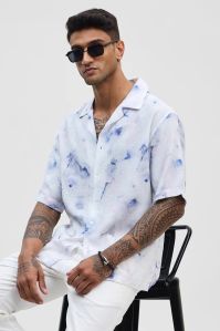 Blue Abstract Oversized Fit Mens Shirt