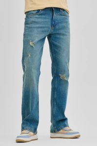 Blue Distressed Bootcut Men Jeans