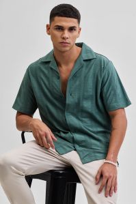 Green Cuban Box Fit Mens Shirt