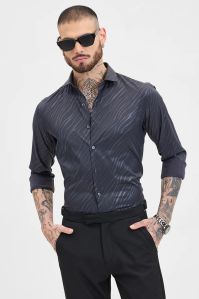 Grey Abstract Stretch Mens Shirt