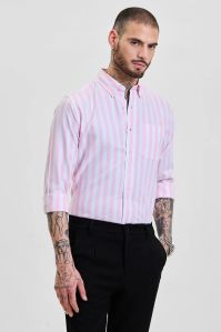 Light Pink Stripes Mens Slim Fit Shirt