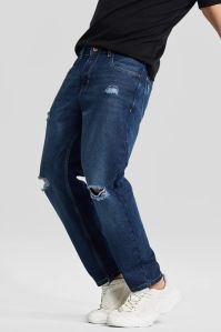 Navy Distressed Baggy Fit Men Jeans