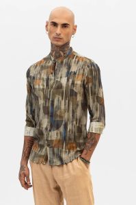 Olive Abstract Mens Shirt