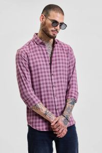 Pink Checks Mens Slim Fit Shirt