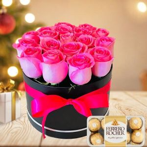 Blooming Pink Roses & Chocolate Gift Set