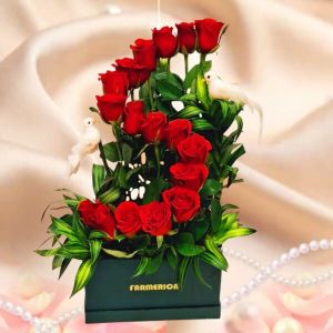 Stunning Red Rose Spiral With Decorative Birds