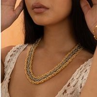 Glossy Brass Sinna Layered Womens Necklace