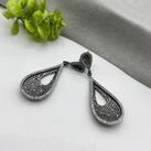 Black Silver-plated Zircon Stone Drop AND Dangle Earrings