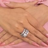 Silver Plated Brass Ring With Zircon Stone And Ad Stones