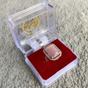 Synthetic Rose Quartz &AMP;AMP; Cz Stones Silver-plated Brass Ring