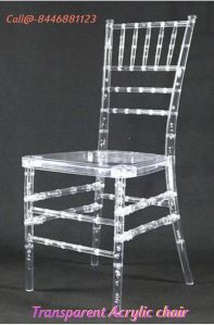 Glossy Resin acrylic chair, Color : Transparent for Garden, Home, Marriage Function Hall