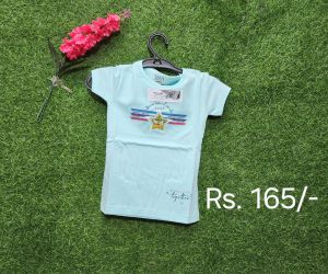 Girls Printed T Shirt, Color : Sky Blue All Sizes Casual Wear