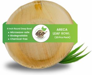 Areca Palm Leaf Bowls (4 -inch Round Deep Bowl - Pack Of 25)