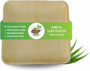 Areca Palm Leaf Square Plates (10-inch Square Plate - Pack Of 25)