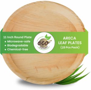 Areca Palm Leaf Round Plates (11-inch - Round Plate - Pack Of 25)