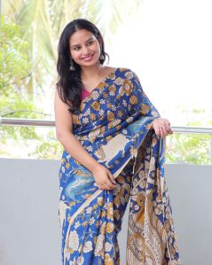 Fancy Digital Printed Linen Saree Party Wear, Casual Wear