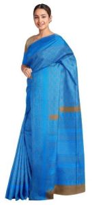 Ksr Handlooms Blue Muga Allover Printed Saree