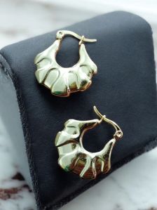 KE8 Ladies Golden Artificial Hoop Earrings