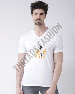 Graphic Print Mens Fit V Neck T Shirt