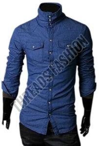 Plain Mens Stylish Denim Shirt, Sleeve Style : Full Sleeves