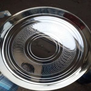 10 Inch Laser Design Round Stainless Steel Dinner Plate