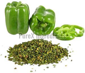 Natural Dehydrated Capsicum Flakes, Color : Green, Packaging Type : Packet For Human Consumption