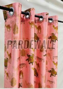 Pastel Pink Traditional Print Curtain Window 5 Feet, Door 7 Feet, Long Door 9 Feet