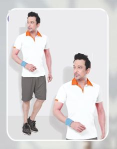 Mens Cotton White Polo T Shirt