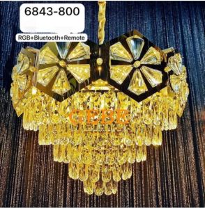 Glass Non Polished Crystal Chandelier, Color : Transparent For Home, Hotel, Office, Restaurant