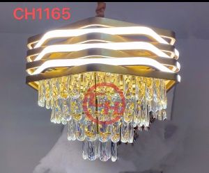 Brass Decorative Polished LED Crystal Chandelier, Color : Gold For Banquet Halls, Home, Hotel, Office