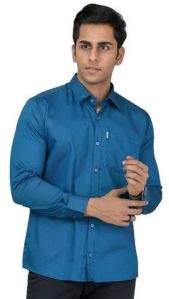 Mens Navy Blue Plain Cotton Shirt