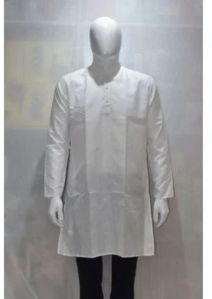 Mens Plain White Cotton Kurta