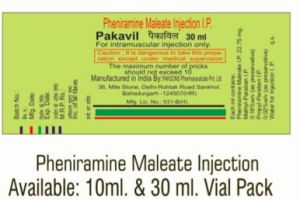 Pheniramine Maleate Injection IP 10/30ml Vial