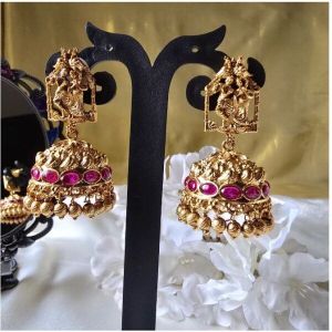 Ssaazz Ladies Radha Krishna Golden Jhumka Earring Set