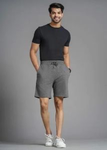 Mens Dark Grey Cotton Shorts