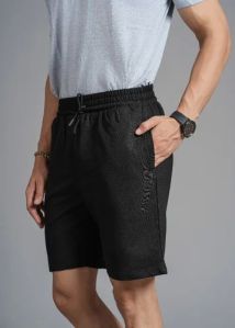 Mens Black Cotton Shorts