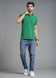 Mens Cotton Green Polo T-Shirt