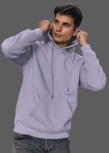 Mens Lavender Plain Fleece Hoodie