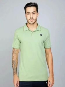 Mens Pista Green Polyester Polo T-shirt Xl