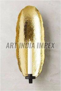 Hammered Aluminium Wall Candle Holder, Color : Golden