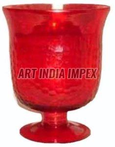 Red Plain Glass Hurricane Candle Holder, For Decoration, Mounting Type : Tabletop