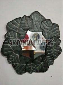 Dark Green Iron Leaf Wall Mirror, For Household, Hotels, Specialities : Fine Finish, Easy To Fit