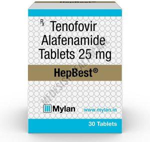 Hepbest 25mg Tablets, Packaging Type : Plastic Bottle, Medicine Type : Allopathic For Used To Treat HIV Infection