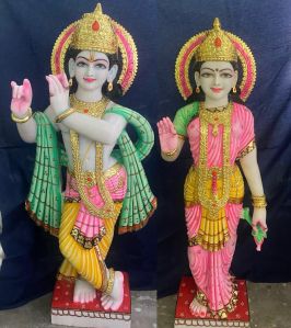 Polished Marble Radha Krishna Statue For Religious