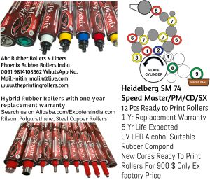 Heidelberg SM 74 Rollers Rubber Rilson Chrome Rollers